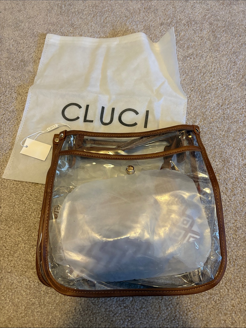 Brand new Cluci Crossbody Bag with Brown Trim